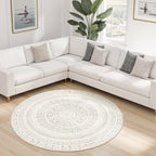 cotiled 5x5 Round Rug 5ft Circle Living Room Boho Area Rugs | Washable Foldable - Image 8