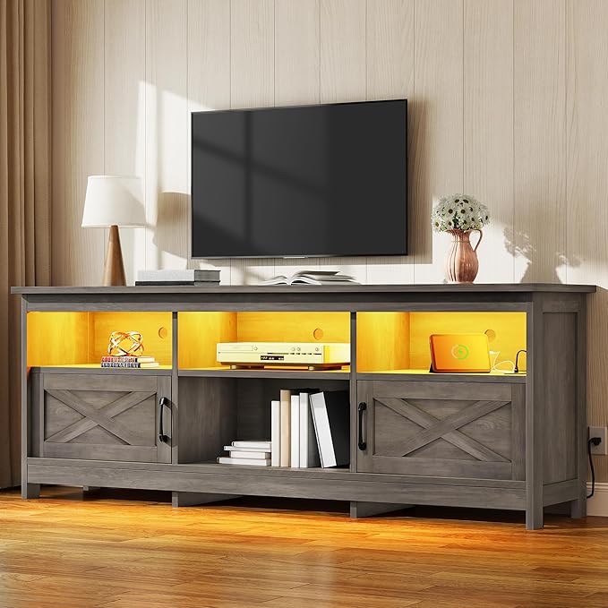YITAHOME TV Stand for 80/75/70 Inch TVs, Farmhouse Entertainment Center by YITAHOME