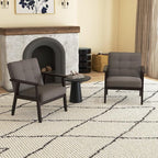Modern Accent Chair with Arm Rest Set of 2, Upholstered Linen Fabric Leisure - Image 4