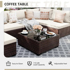 UPHA 7 Pieces Patio Furniture Sets, Wicker Outdoor Sectional Sofa Couch - Image 6