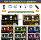 Loomie Wine Bar Cabinet with LED Light, Liquor Cabinet with Glass Holder - Image 6