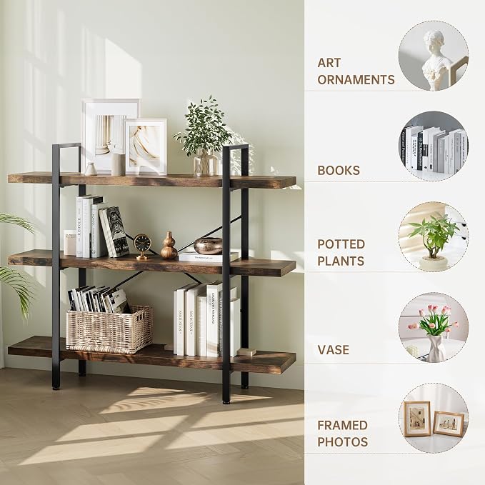 OtterOasis Heavy Duty 3-Tier Industrial Bookcase, 120lbs Shelf Capacity - Image 3