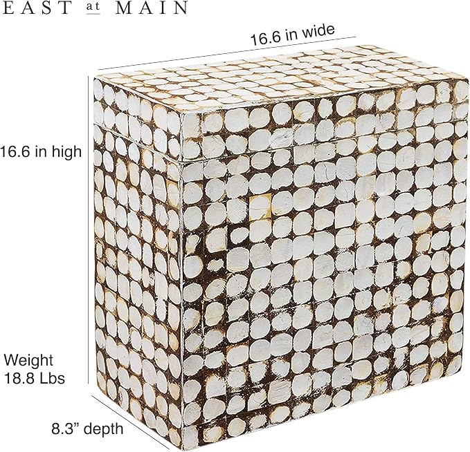 East at Main Rectangle Storage Side Table – Coconut Shell Mosaic Inlay - Image 3