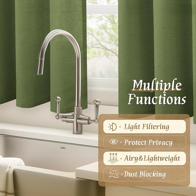 Semi Sheer Linen Curtains 45 Inch Length - Image 9
