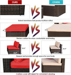 Tangkula 5 Pieces Patio Rattan Furniture Set, Outdoor Sectional Rattan Sofa Set - Image 4