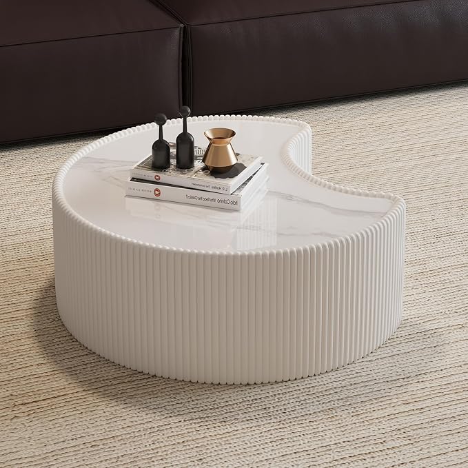 Modern Nesting Coffee Table Set of 2, Creative Moon Coffee and End Table Set - Image 3