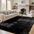 5x8 Fluffy Shag Area Rugs for Living Room Bedroom: Soft Plush Carpet Black | by CarpetAddColortoYourLife