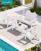 SERWALL Folding Adirondack Bench, HDPE All-Weather Adirondack Loveseat - Image 9