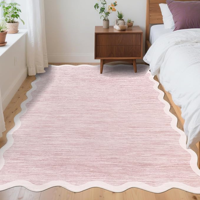 GarveeHome Scalloped Washable Area Rug 4x6 Entryway Rug Non Slip by GarveeHome