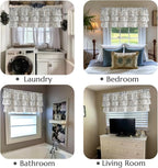 jinchan Ruffled Floral Valance Gray Shabby Chic Small Window Curtain 18 Inch - Image 9