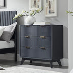 T4TREAM Fluted 3 Drawers Nightstand, Oversized Extra Large Modern Side Table by T4TREAMFurniture