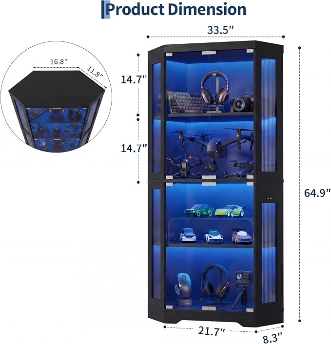 GarveeHome Corner Display Cabinet - Image 2