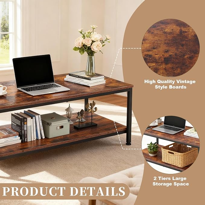 ZenStyle Industrial Coffee Table - Image 4