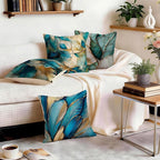 OBSEDE Teal and Gold Leaf Decorative Throw Pillow Covers 18x18 Set of 4 - Image 9