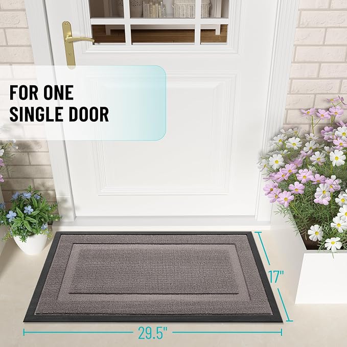 OLANLY Front Door Mat Outside 29.5x17, All-Season Heavy-Duty Rubber Doormat | - Image 2