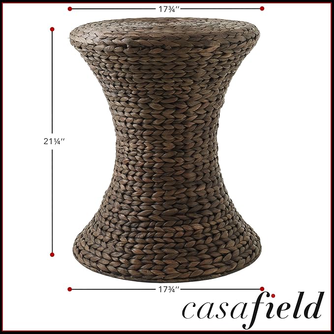 Casafield Hourglass Side Table, Espresso Dark Brown, Hyacinth Round End Table - Image 3