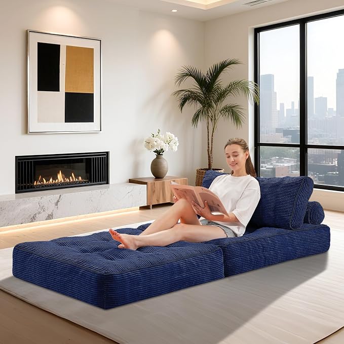 HABUTWAY Folding Sofa Bed, Convertible Sleeper Chair Bed w/Dual-Pillow & Handle - Image 4