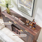 OKD Fluted Wine Bar Cabinet, 3 Drawers, 4 Glass Holders & 12 Wine Racks - Image 4