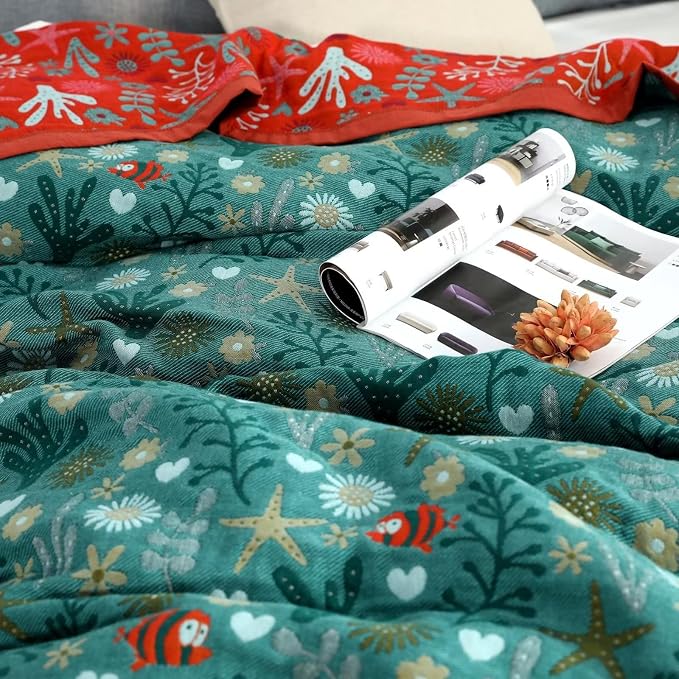 LUTBM Boho Throw Blanket for Bed 100% Cotton Ultra Soft Rustic Quilt Summer - Image 5