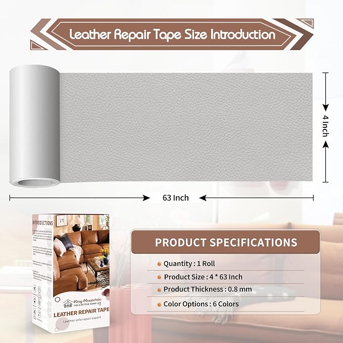 KING MOUNTAIN Leather Repair Patch, 4 x 63 Inches self Adhesive Leather Repair - Image 4