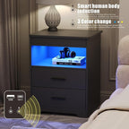 Nightstand with Gun Drawer, Charging Bedside Table with USB & Type-C Port - Image 4