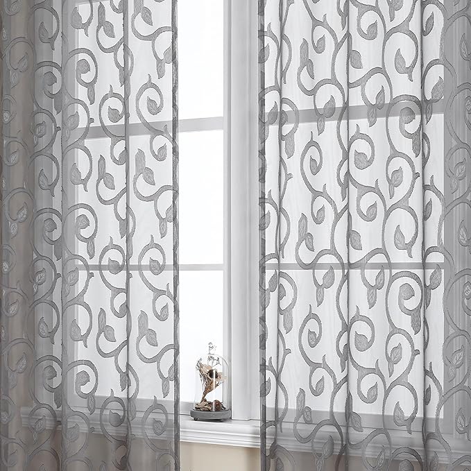 Furman Sheer Charcoal Gray Curtains 84 inches Long - Image 2
