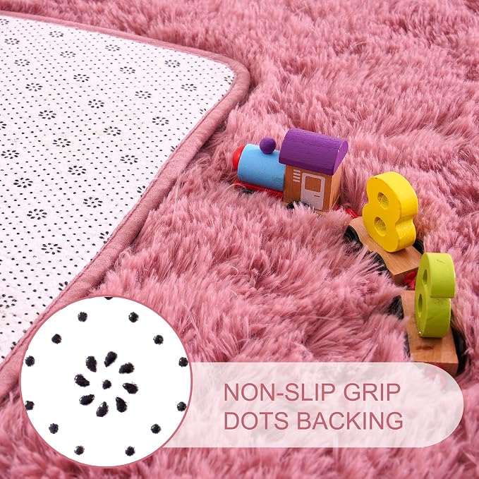 9x12 Extra Large Blush Fluffy Soft Area Rug Non-Slip - Image 5