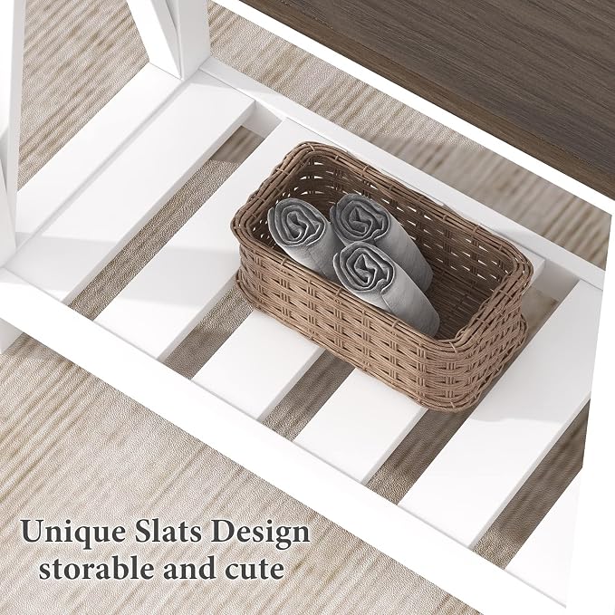 ChooChoo Farmhouse End Table Set of 2, Rustic Vintage Narrow End Side Table - Image 7