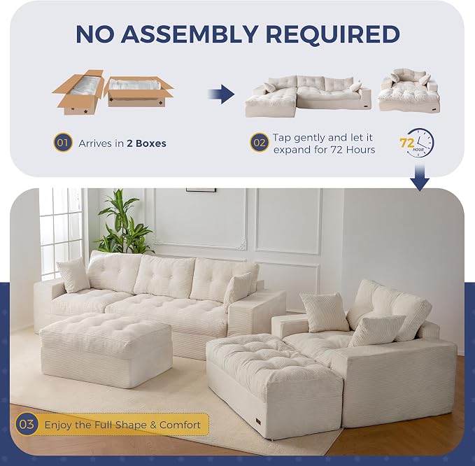 MAXYOYO Sectional Sofa Couch and Chaise Lounge, L Shaped Modern Cloud Couch - Image 6
