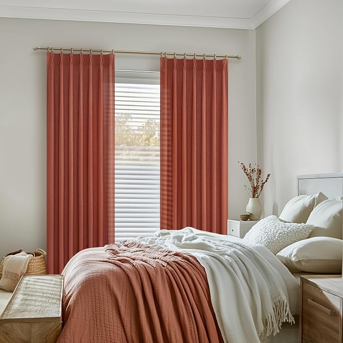 Extra Long Burnt Orange Sheer Fall Curtains & Drapes 108 Inches Long 2 Panels - Image 6