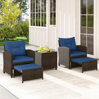 Tangkula 5 Pieces Patio Conversation Set, PE Wicker Rattan Outdoor Furniture Set - Image 3