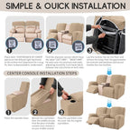 Recliner Loveseat Covers with Console, 6-Piece Stretch Geometric Strokes - Image 8