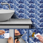 HOMETITUTE Blue Marble Wallpaper Peel and Stick Ocean Wave Pattern 118.1x17.7 - Image 4