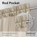 Simplebrand Taupe Sheer Curtains 63 Inch Length 2 Panels, Rod Pocket Solid - Image 2