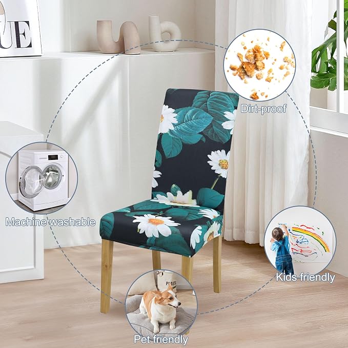 BIETYONE Stretch Dining Chair Covers Set of 8, Soft Removable Washable Kitchen - Image 6
