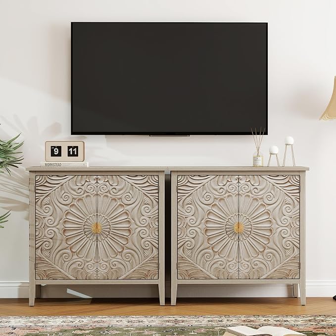 Sideboard Buffet Cabinet Set of 2 by YHAOWORKS