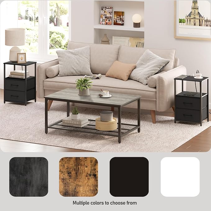 TUTOTAK End Table with Charging Station, Night Stand, Side Table with 2 USB - Image 9