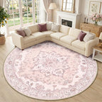 RELEANY Washable Area Rug, Round 10ft, Water Repellent, Pet Friendly, Vintage by RELEANY