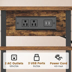 Asgolion Side Table with Charging Station, Skinny Nightstand with USB Ports and - Image 5
