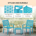 VINGLI 3-Piece Outdoor Bistro Set, Stackable Modern Metal Steel Table and Chairs - Image 2