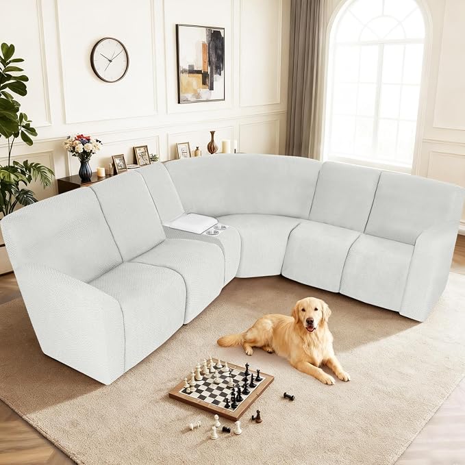 ALIECOM 100% Waterproof Recliner Sectional Couch Covers L Shape Stretch Corner - Image 2