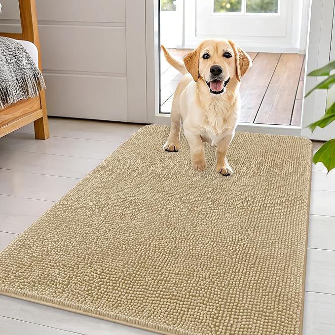 OLANLY Dog Door Mat for Muddy Paws 44x32, Super Absorbent Chenille Mud Mat | by OLANLY