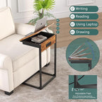 sthmec C Shaped End Table with Charging Station, 45° Tiltable Adjustable Flip - Image 4