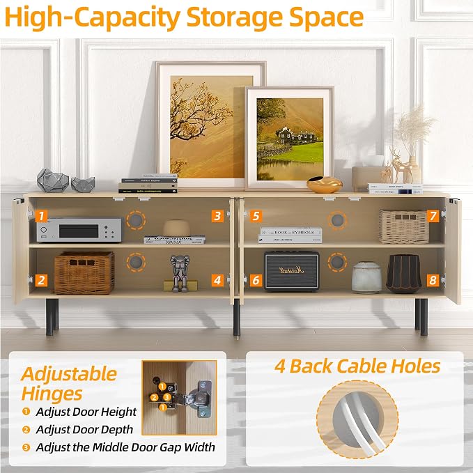 TV Stand for 80 Inch TV, Entertainment Center - Image 8