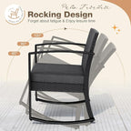 Greesum 3 Pieces Outdoor Furniture Set Patio Bistro Rocking Chairs - Image 2