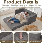 HABUTWAY 49.8" Loveseat Boneless Couch, 4-in-1 Convertible Sofa Bed, Plush Fur - Image 6