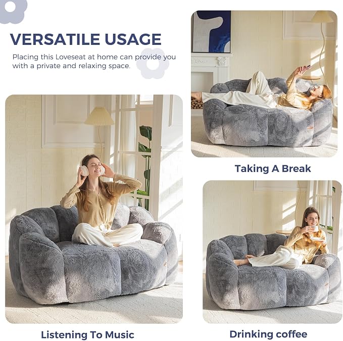 MAXYOYO Bean Bag Chair for Adults, Loveseat Floral Shaped Bean Bag Sofa - Image 3