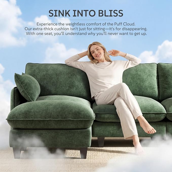 Ihanherry 107" Oversized V-Shaped Modular Sectional Sofa, Cloud Couch - Image 3