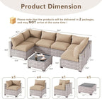 LOUVIXA 7 Piece Outdoor Patio Furniture Set, Outdoor Sectional Sofa, Wicker - Image 2