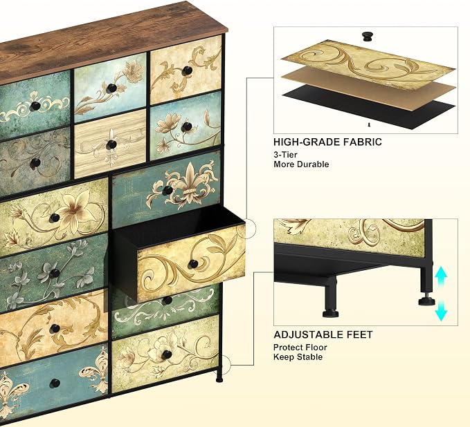 Tohomeor Dresser with Drawers for Bedroom Chest of Drawers Fabric Dresser for - Image 4